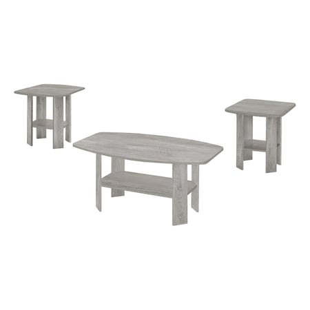 Monarch Specialties Table Set, 3pcs Set, Coffee, End, Side, Accent, Living Room, Grey Laminate, Transitional I 7870P